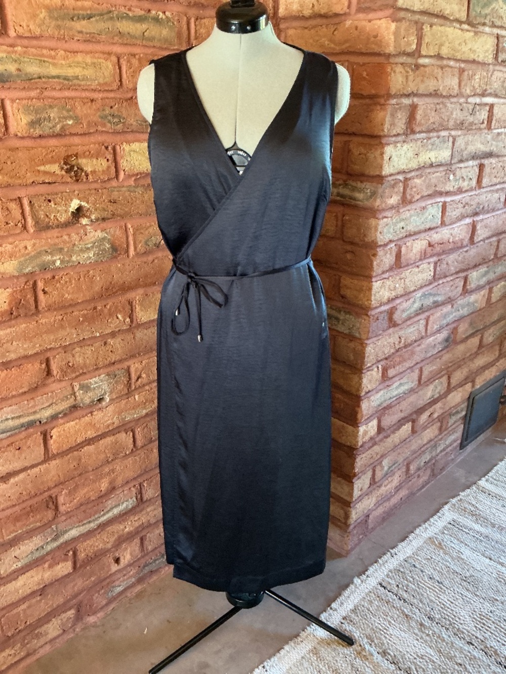 Lila P Midnight Blue Satin Wrap Dress